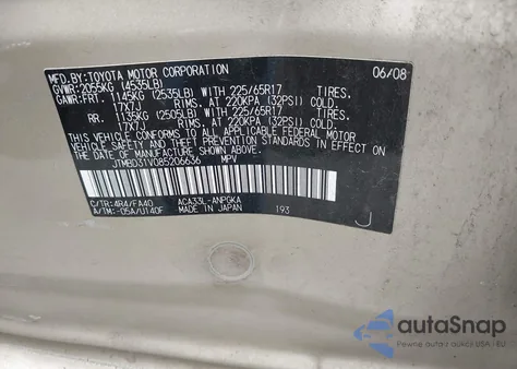 2008 Toyota Rav4 Limited from USA, damaged, VIN JTMBD31V085206636